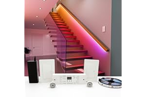 KOMIGAN Motion Sensor with Daylight Sensor LED Stair Light Kit KMG-45, 16.4FT RGB Cuttable LED Strip Light for Indoor Handrail Stair Lights