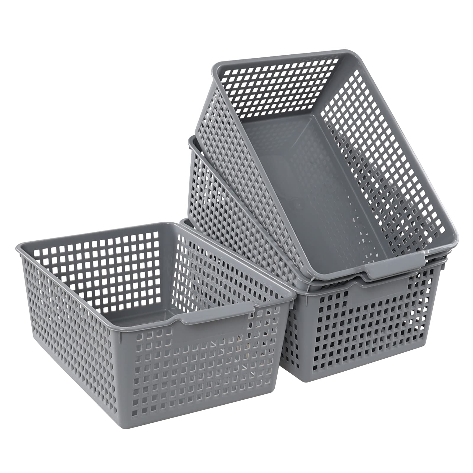 Annkky Large Baskets, Rectangular Plastic Storage Basket, Set of 4