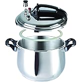 Bene Casa Stainless-Steel, 5.3-quart Pressure Cooker, 5-liter Capacity. Olla de Presion.