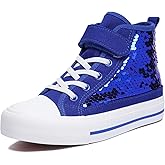 Zoroadke Kids Sparkle Sequins High Top Casual Adjustable Strap Canvas Shoes Girls and Boys Glitter Sneakers