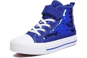 Zoroadke Kids Sparkle Sequins High Top Casual Adjustable Strap Canvas Shoes Girls and Boys Glitter Sneakers