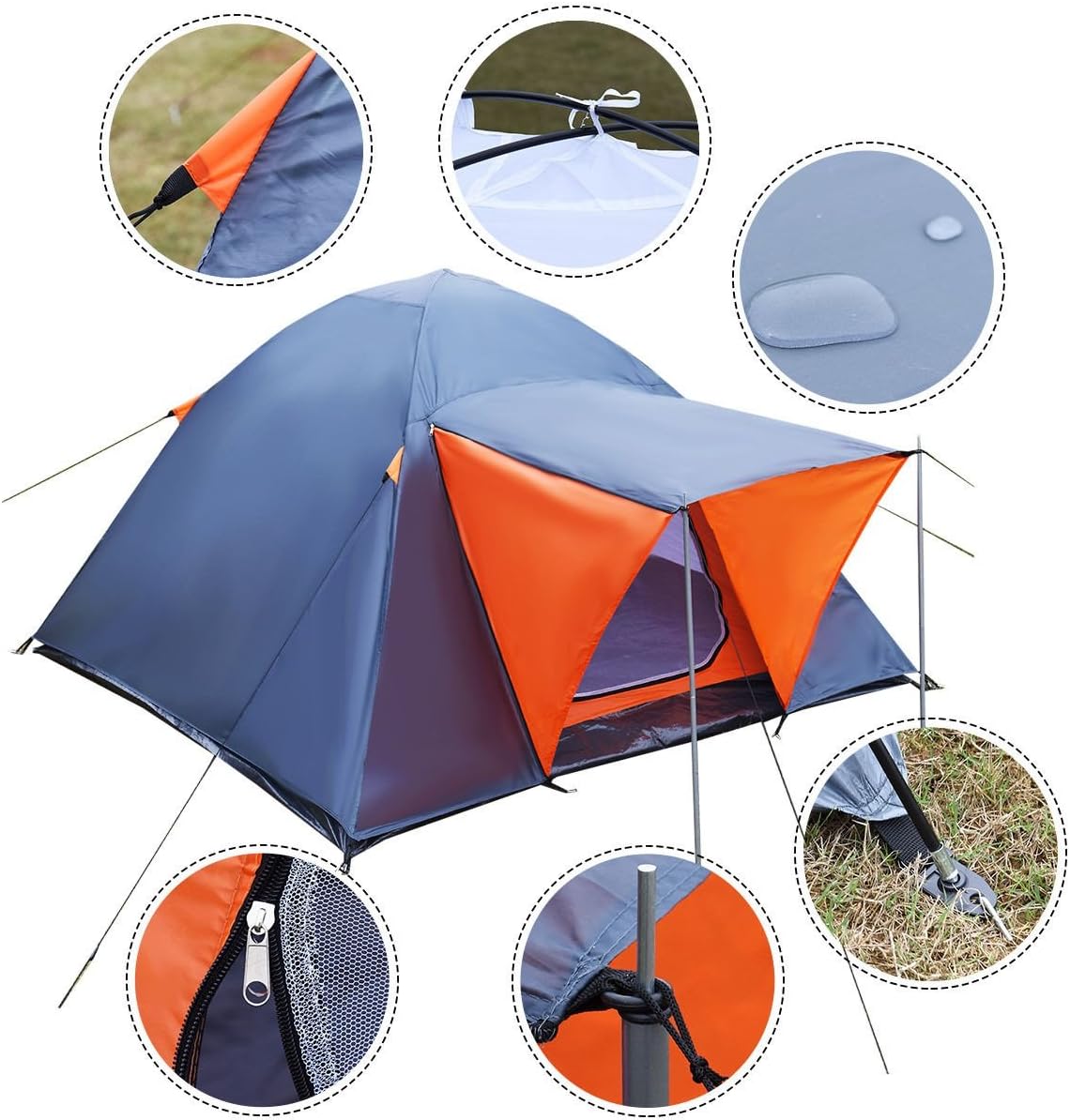 New Waterproof 3-4 Person Camping Tent Outdoor Hiking Double Layer Travel Backpack