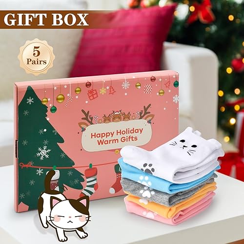 Stocking Stuffers for Women Teen Girls Cute Cat Socks Christmas
