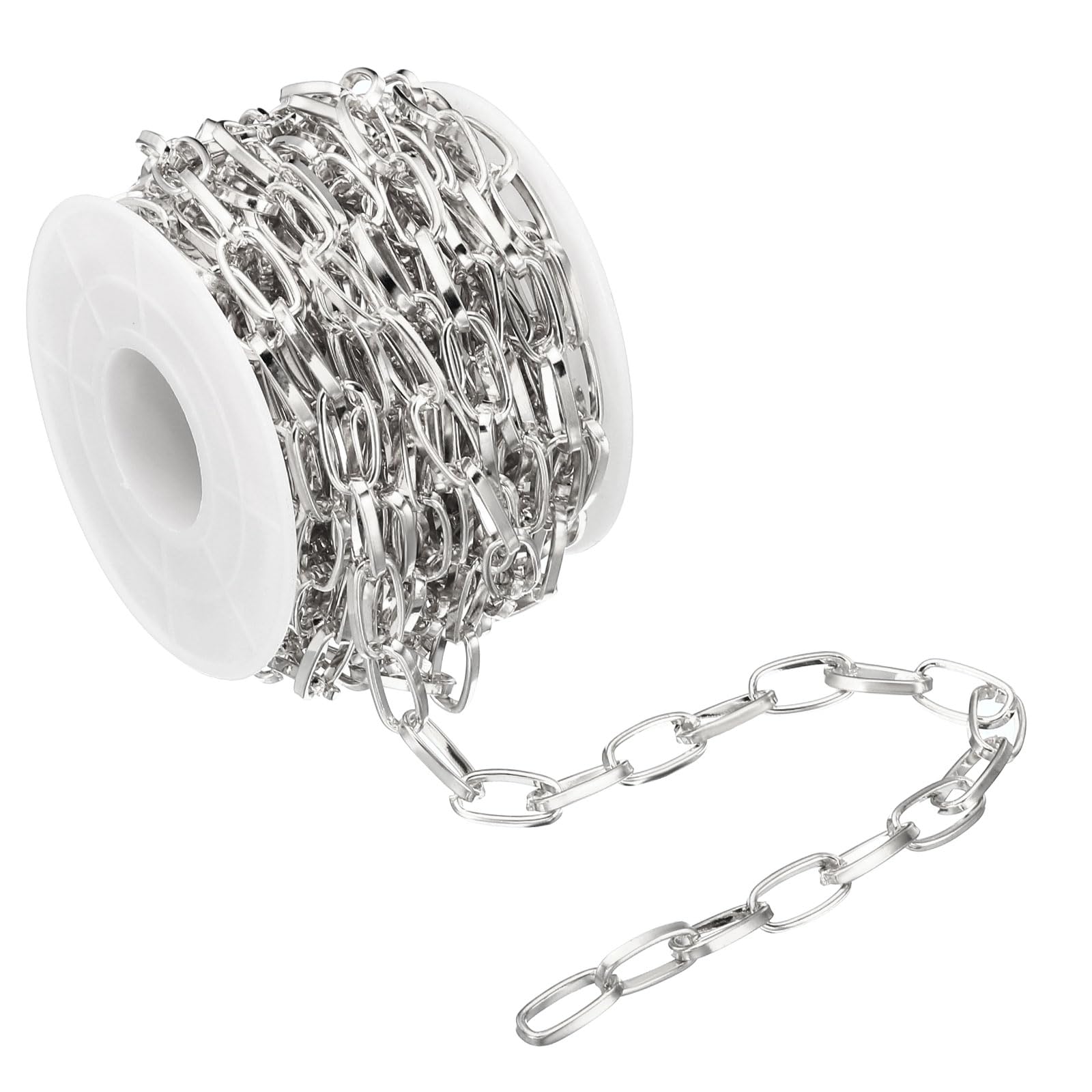 PATIKIL 16.4 Feet Cable Chain with Spool, Flat Link Chain Twisted for Jewelry Making DIY Necklace Bracelet Accessories, Silver