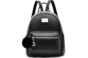 I IHAYNER Girls Fashion Backpack Purse Leather Mini Backpack Purse for Women Satchel School Bags with Pompom Travel Daypacks