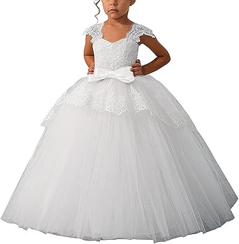 flower girl dress with lace appliques