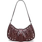 HIYOLALA Y2K Purse Small Shoulder Bags for Women with Rivets Punk Style Goth Grunge Emo Handbag