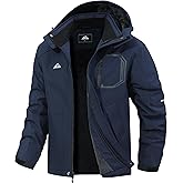 MAOYSSEN Men's Ski Jacket with Hooded Snowboarding Waterproof Fleece Lining Jacket Winter Coat Multi Pockets