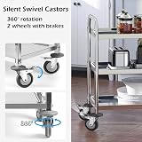 uyoyous Kitchen Trolley on Wheels 3 Tier Stainless Steel 220 lb Capacity view 4
