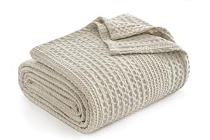 PHF Lightweight Waffle Weave Blanket King Size, Breathable & Ultra Soft, 104"x 90" Soft & Cozy Thin Blanket, Season & Hot Sleepers, Bed, Home Decor - Natural