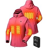 ANTARCTICA GEAR Heated Jacket for Women, Soft Shell Winter Coat with 12V 15000mAh Battery Pack, Hooded Heated Jacket