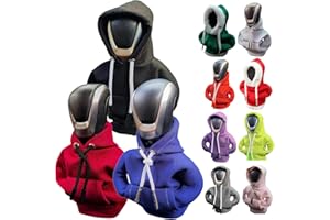 NTING Car Gear Shift Hoodie, Gear Shift Cover, Car Shifter Hoodie Cover Sweatshirt, Universal Automotive Interior Accessories Gift, Blcak Red and Blue, 3pcs