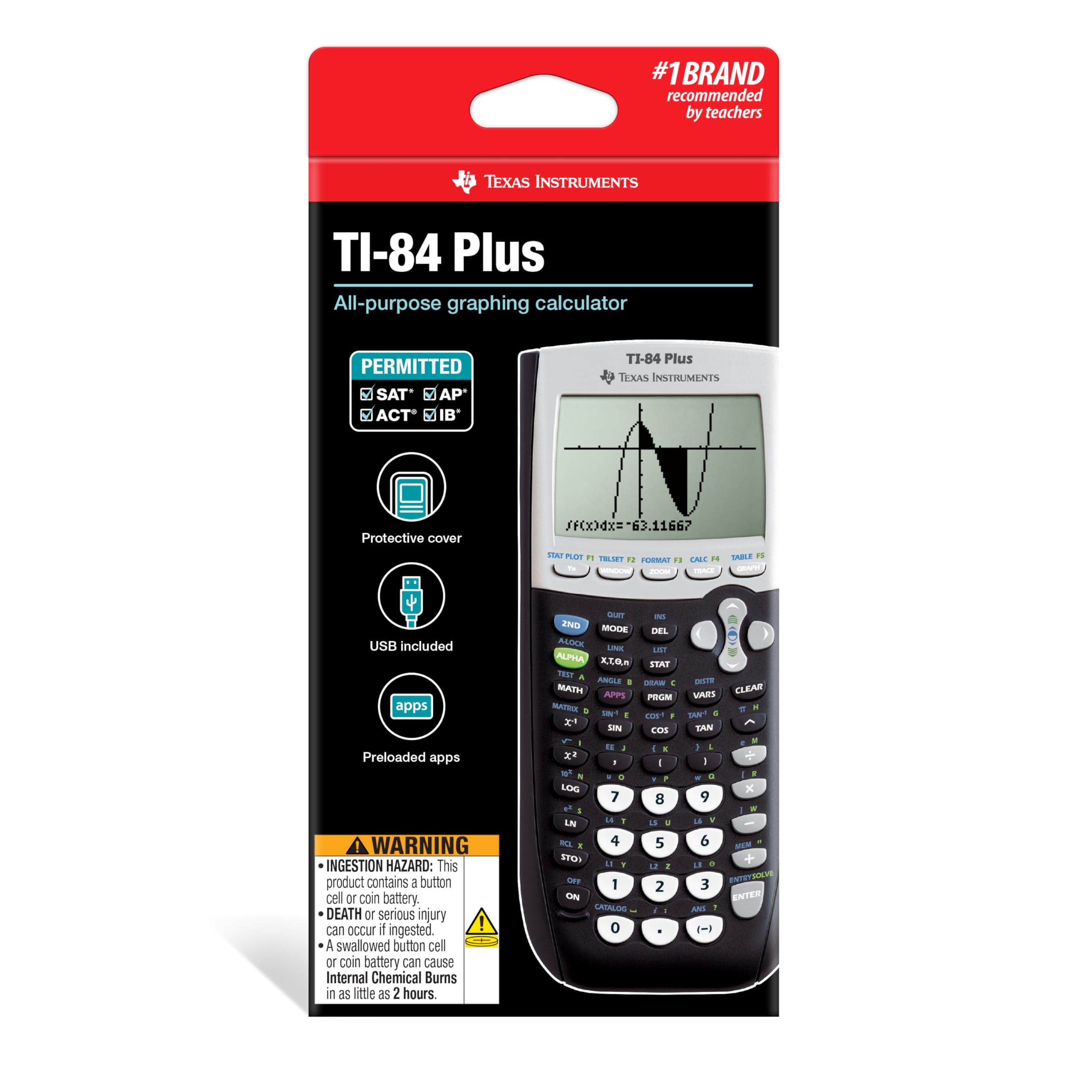 Photo 1 of Texas Instruments TI-84 Plus Graphics Calculator, Black 320 x 240 pixels (2.8" diagonal)
