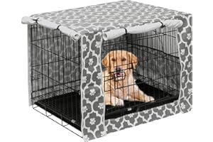 Pethiy Dog Crate Cover Durable Polyester Pet Kennel Cover Universal Fit for Wire Dog Crate - Fits Most 30 inch Dog Crates - Cover only-Gray Soles-30