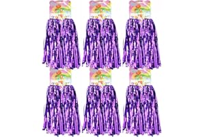 hatisan 12 Pack Cheerleading Pom Poms, Cheerleader Pompoms Metallic Foil Pom Poms for Sports Team Spirit Cheering Party Dance Useful Accessories