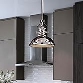 ALOADECOR 1-Light 13" Modern Industrial Polished Nickel Single Dome Pendant Light for Kitchen Island Vintage Rustic Chandelie