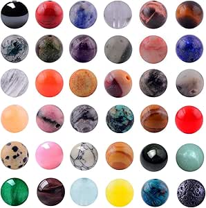 Natural Stone Beads Mixed 100pcs 8mm Round Loose Gemstone Amethyst Black Obsidian Lava Stone Amazonlite Assorted Color for Bracelet Necklace Jewelry Making (Natural Stone Beads Mix)