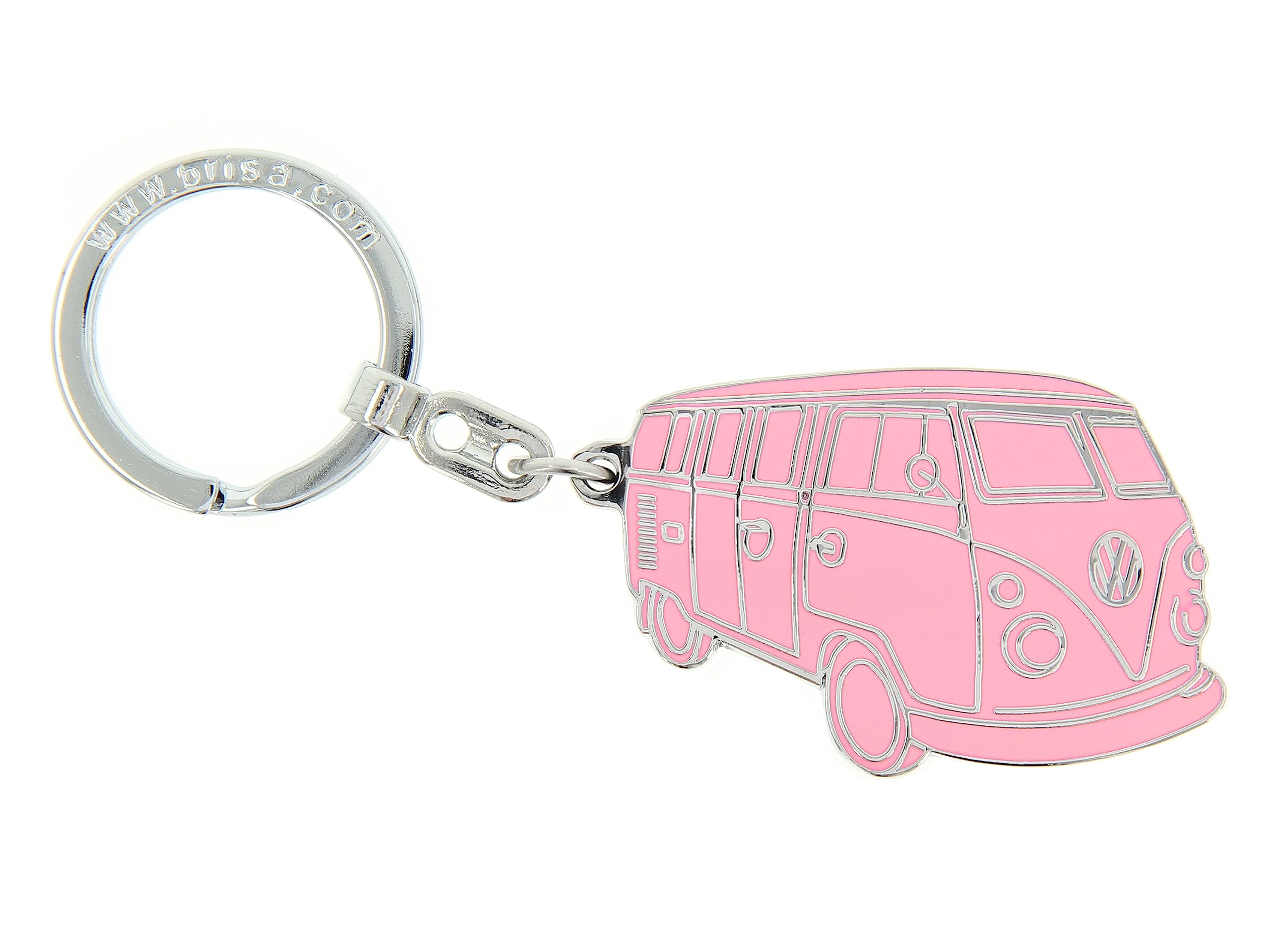 BRISA VW Collection - Volkswagen Metal Keyring Keychain Accessory Keyholder in T1 Bus Design (Silhouette/Pink)