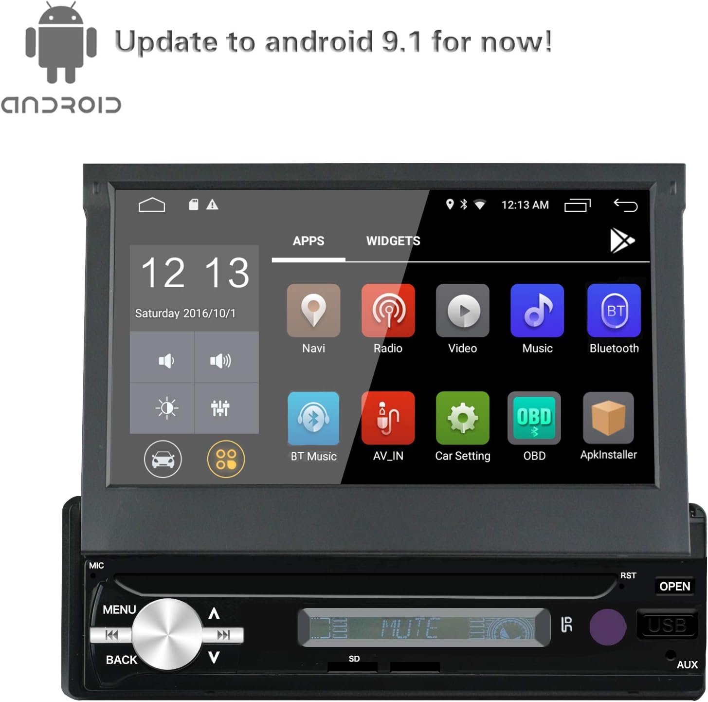 Lexxson 1Din 7" TFT Motorized Display Quad Core 1.2GHz, Android 8.0 2G+16G Capcitive Touch Screen with Super High Definition 1024 x 600 Pixel,CL7181-2G16