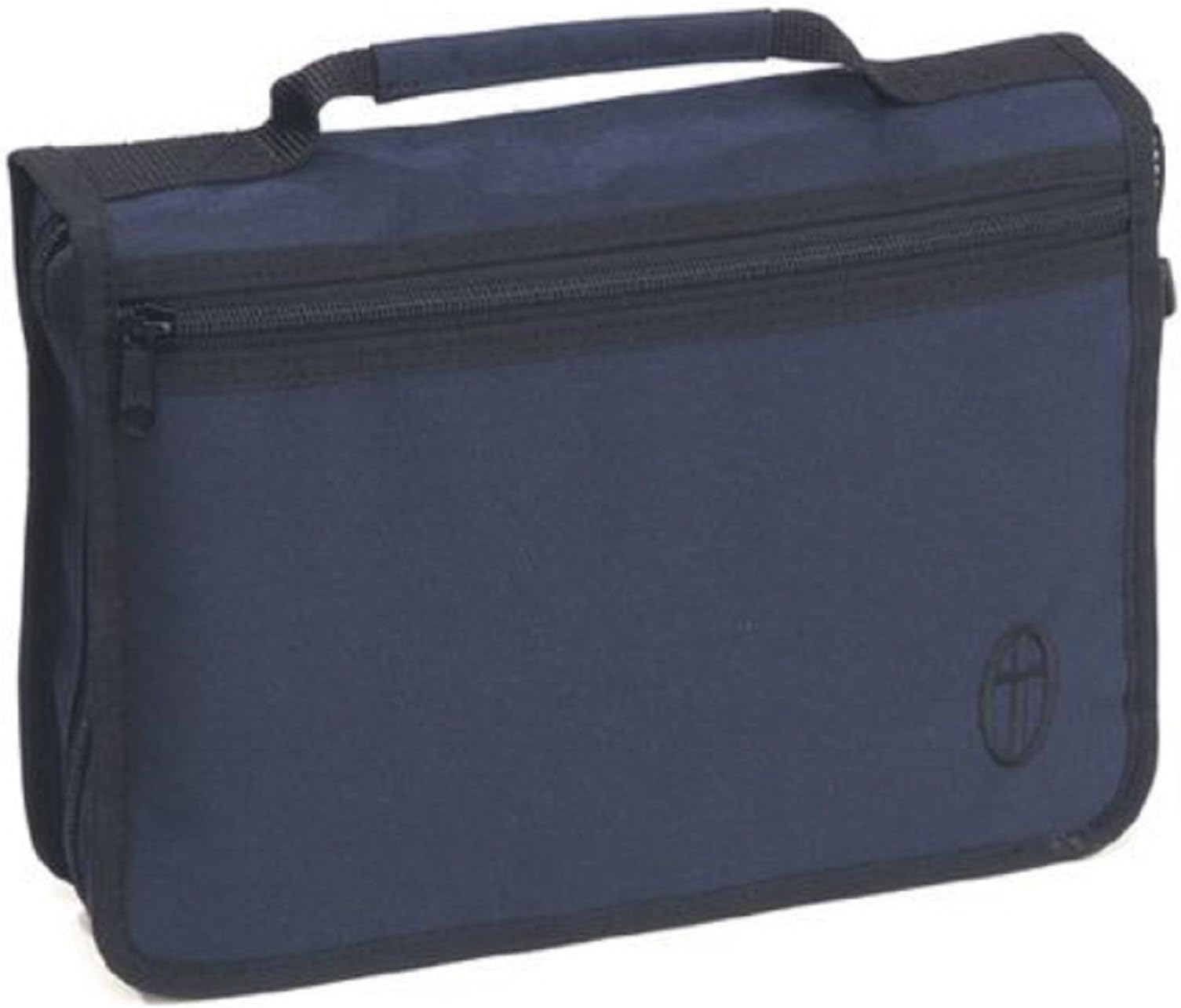 Bible Case Book Cover Tough Strong Canvas Small 8 x 5.5" Size Blue, Red or Black. Plain Colour with Zipped Front Pocket (Dark Blue)