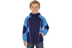 Rolanko Boys Rain Jacket, Waterproof Lightweight Windbreaker Raincoat Kids Hooded Lined Outerwear for Hiking Outdoor