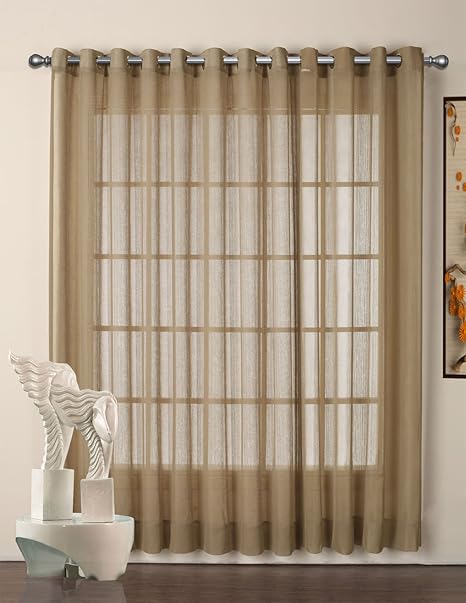 R Lang Grommet Top Sheer Curtains Voile Window Panel 1 Pair Dark
