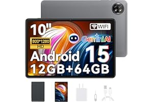 Blackview Tablet 10 inch, Android 15 Tab 20 WiFi, 12GB RAM 64GB ROM, Widevine L1, 5G WiFi, BT 5.0, Dual Camera, HD IPS Touchs