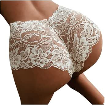 Amazon.com: F_Gotal Clearance - Ropa interior sexy para mujer, con encaje y  flores, cintura alta, tangas de tanga, bragas : Ropa, Zapatos y Joyería