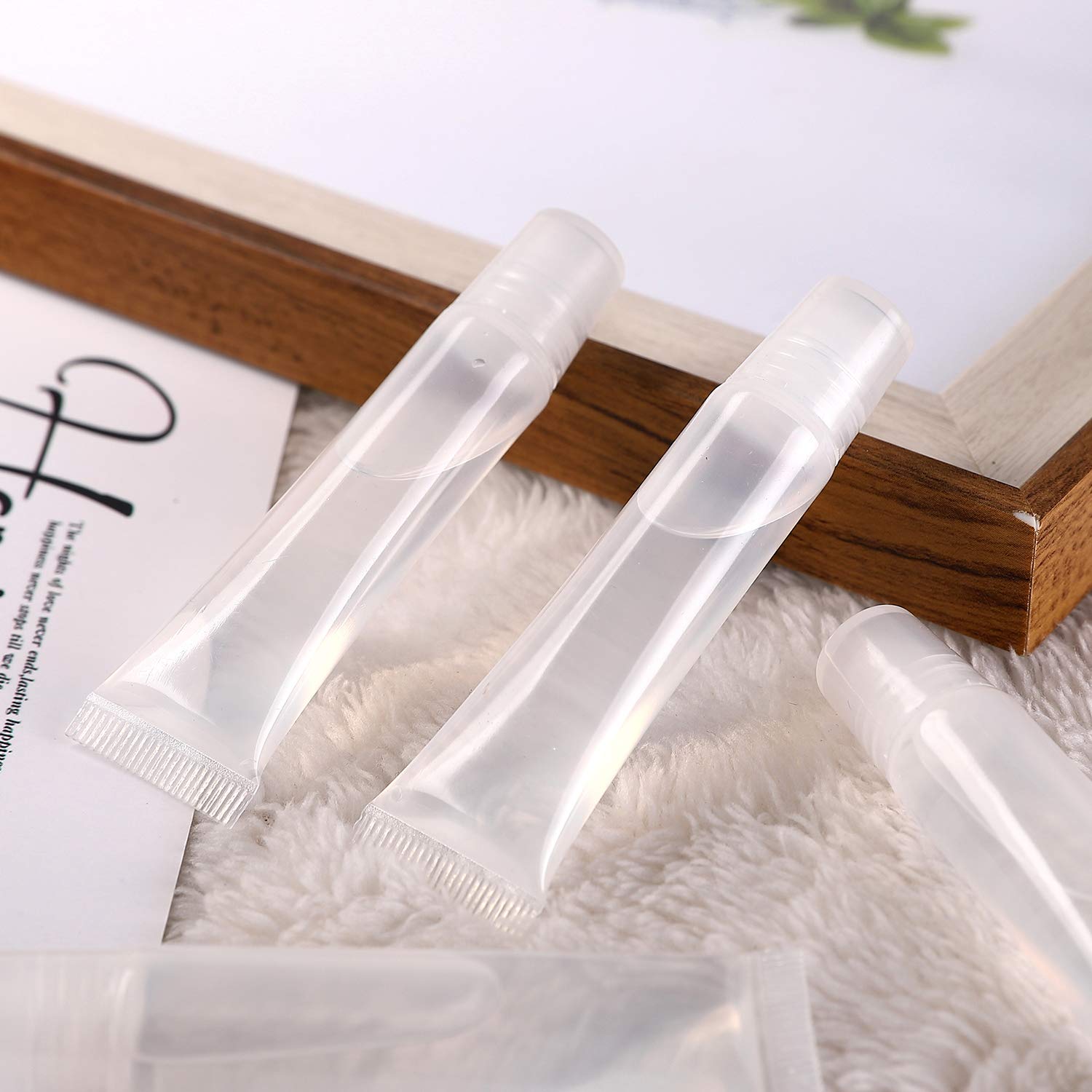 100 Pcs 10 ml Lip Gloss Balm Tubes Refillable Empty Tubes Clear Cosmetic Containers Soft Tube. (10ML) : Beauty