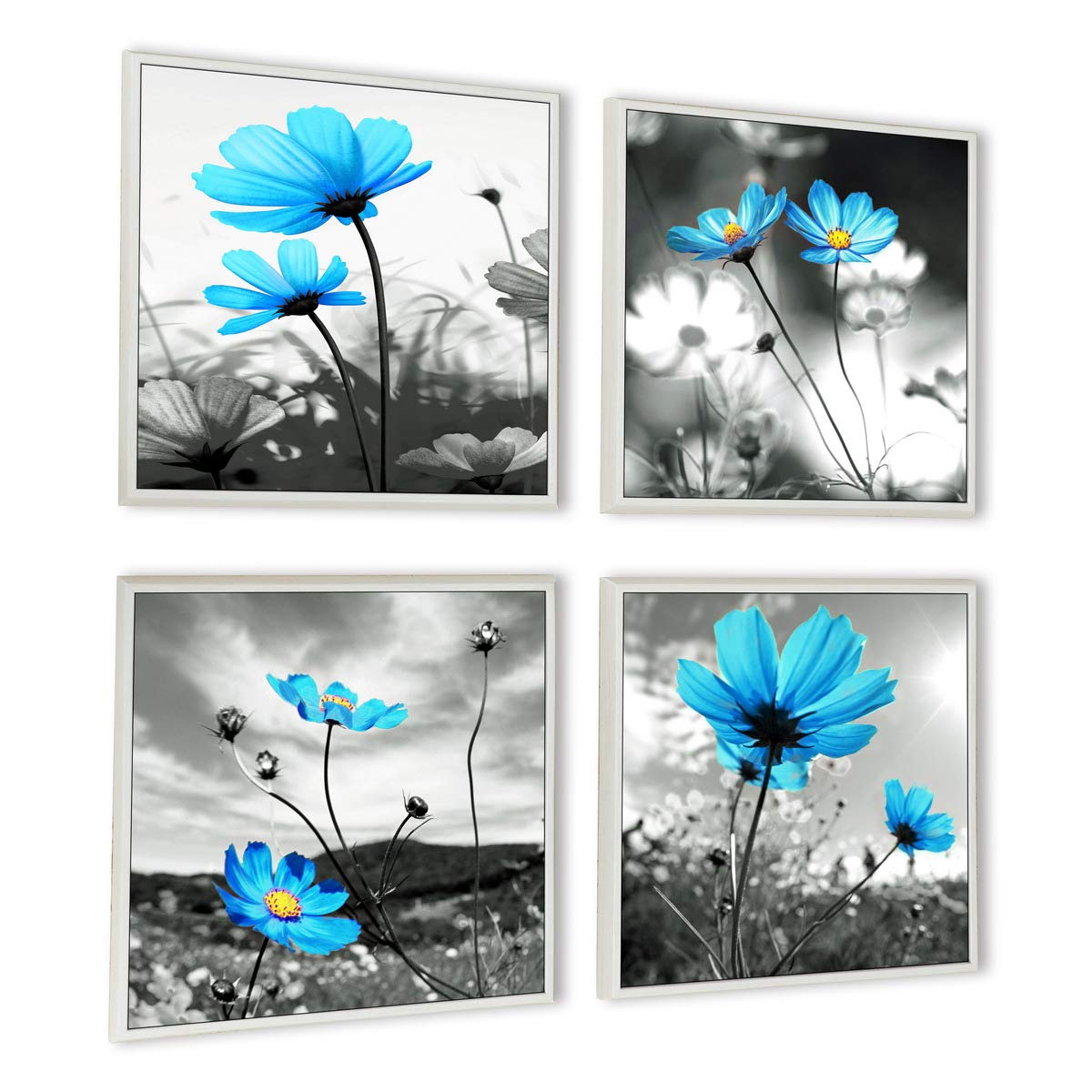 Canvas Modern Blue Flower Painting Still Life Wall Art Home Decor