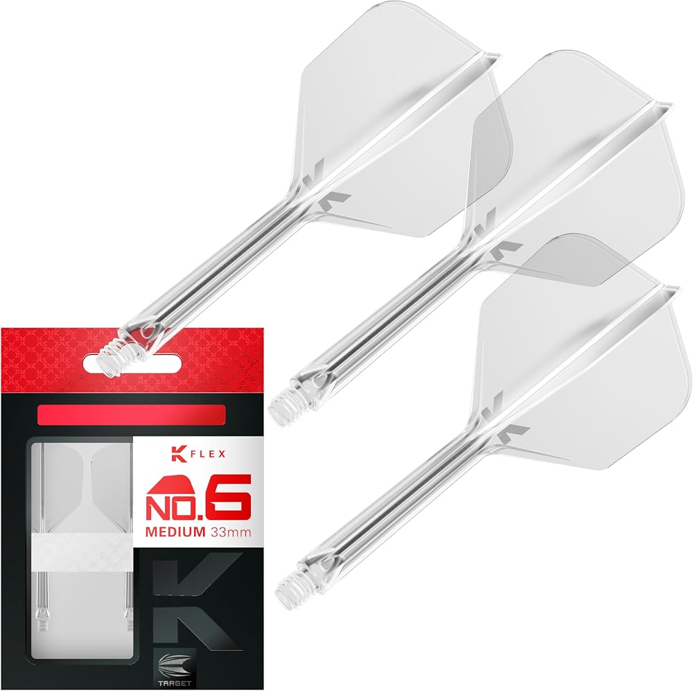 Target Darts K Flex Integrated Flights and Shafts No.6 Medium Clear Pack of 3