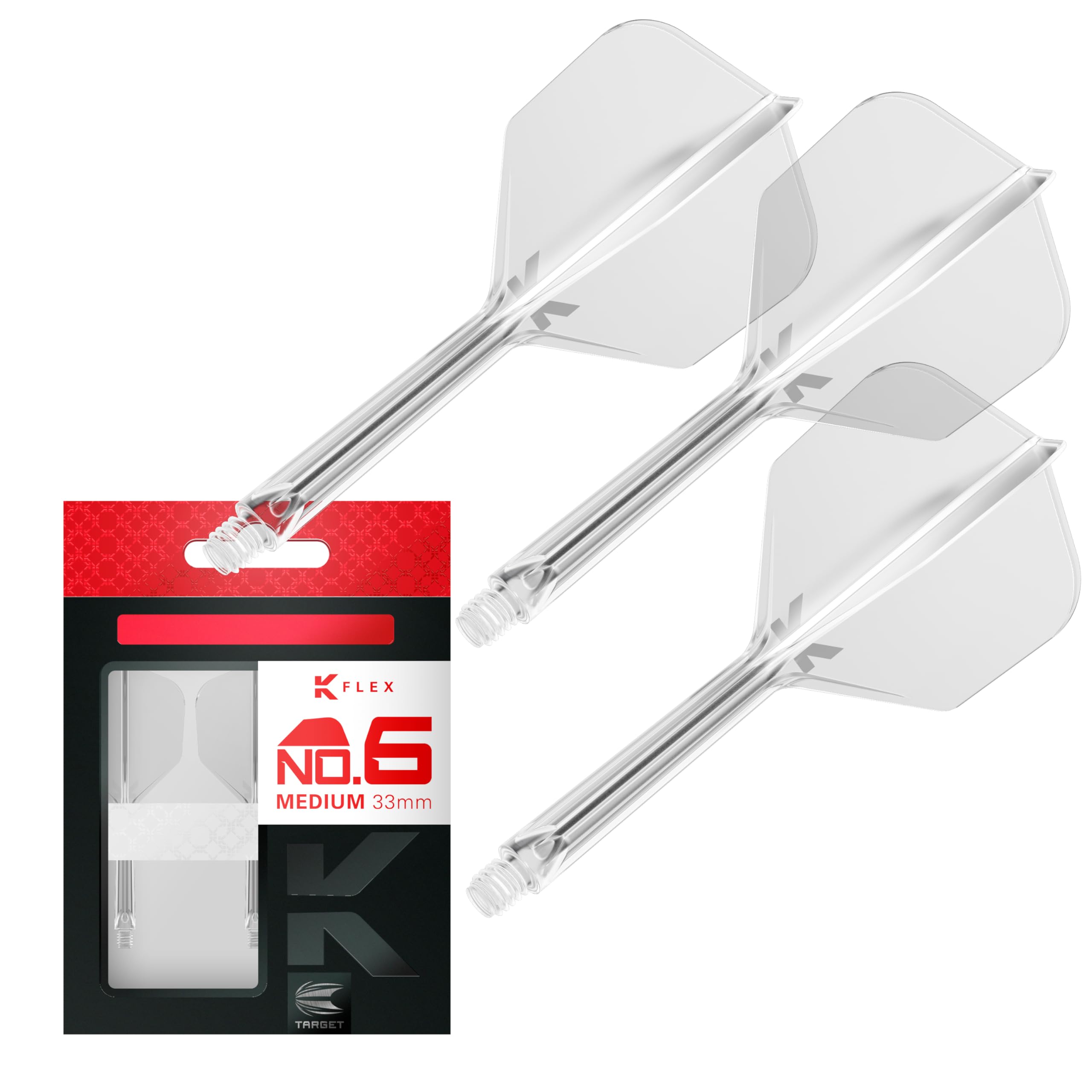 Target Darts K Flex Integrated Dart Flights And Shafts, No.6 Clear (Medium) | Pack Of 3 K-Flex - No6, Kflex All In One Moulded Dart Flight & Stem | Professional Dart Accessories — image 1