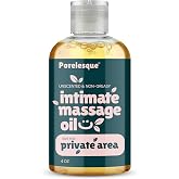 Intimate Massage Oil Safe for Genitals - Date Night Oil for Couples, 4oz | Safe for Private Area, Unscented, Sensitive Skin Safe, Non Greasy, Non Sticky, Lightweight Sensual Body Oil for Intimacy
