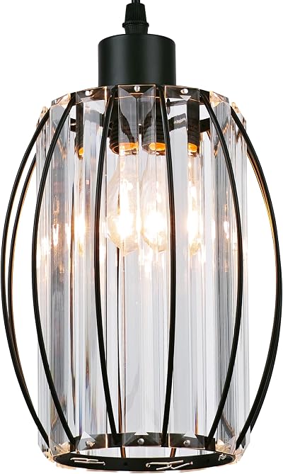 Giggi Small Black Crystal Light Shade 16x20cm Cylinder with Oval Rings