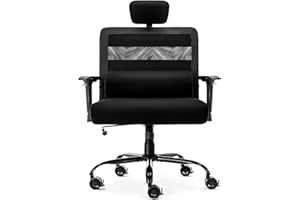 WUDOYO Big and Tall Office Chair 500lbs with Extra Wide Seat Full Back Adjustable Headrest Arms Locking Wheels Tilt Control Heavy Duty (Fabric)