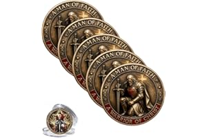 A Man of Faith-A Warrior of Christ Commemorative Coin,Christian Jesus Challenge CoinsDual-Sided Knights Prayer Token Gifts 