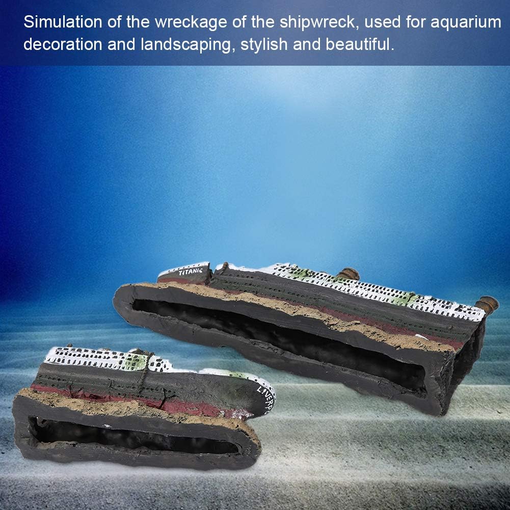 Pssopp Aquarium Ship Wreck Decorations Resin Titanic Lost Wrecked Boat Ship Sunken Ship Decorations Aquarium Landscaping Decoration Fish Tank Ornament - Image 5