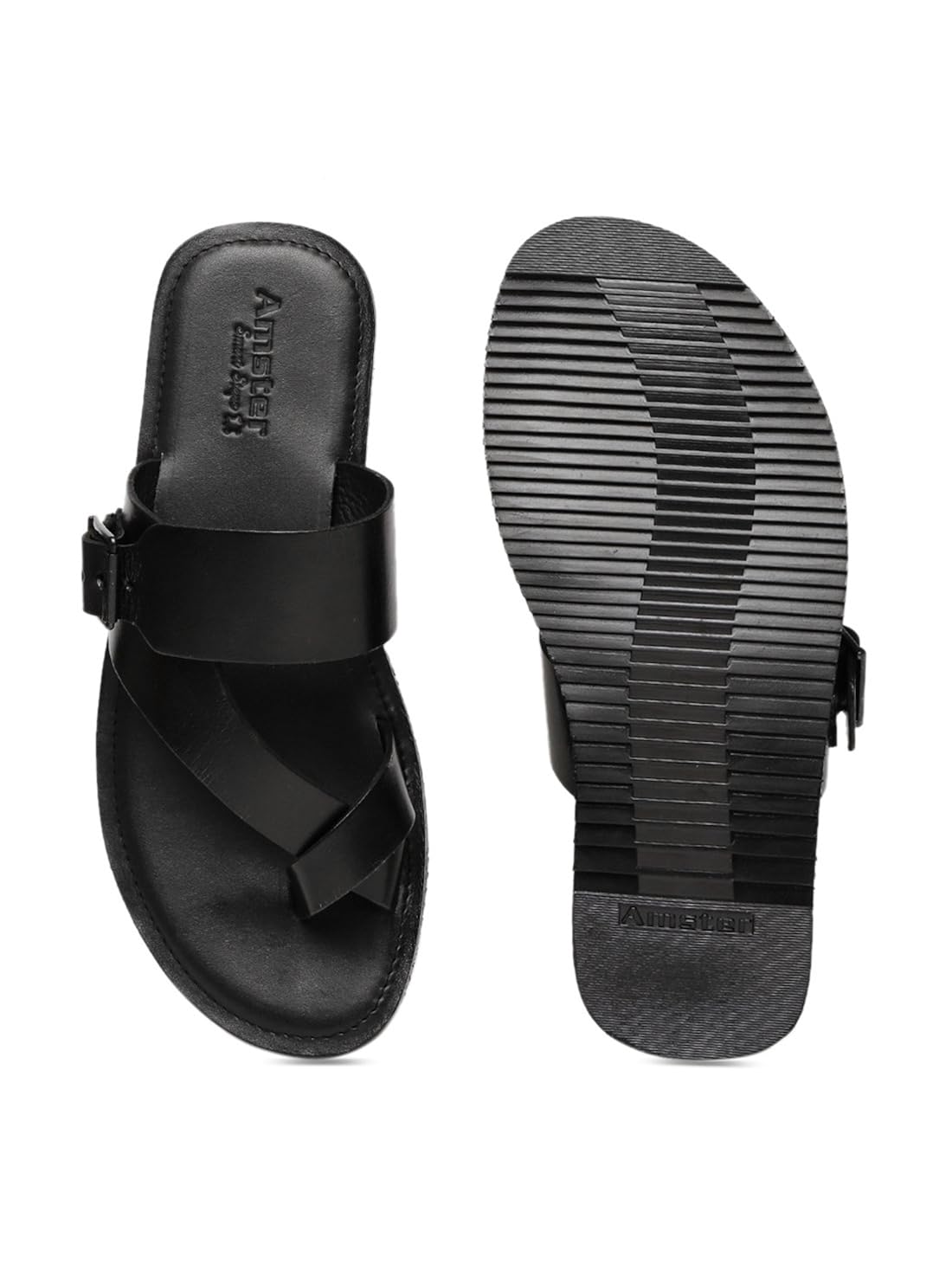 amster mens black geniune leather comfort sandals