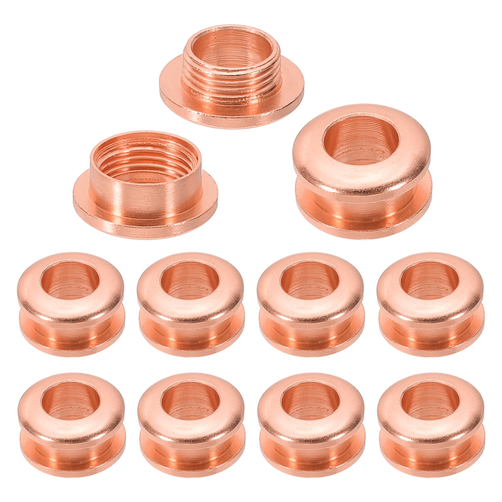 PATIKIL 7mm(2/7 inch) Solid Brass Hole Eyelets, 10 Pcs Arc Surface Self Backing Grommets with Washer for Shoes Clothes Crafts Bag Leather Craft, Red Copper