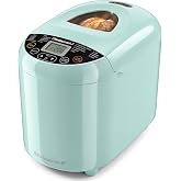 Elite Gourmet 2 Lb Programmable Bread Maker, 3 Sizes, 19 Presets, Mint | Gluten-Free, Dough &amp; Jam, Delay Timer, EBM8103M