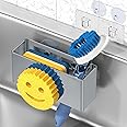 Utobao Sink Caddy with Suction Holder, Stainless Steel Kitchen Sink Organization for Smiley Face Sponge, Dish Brush, Soap - Gray