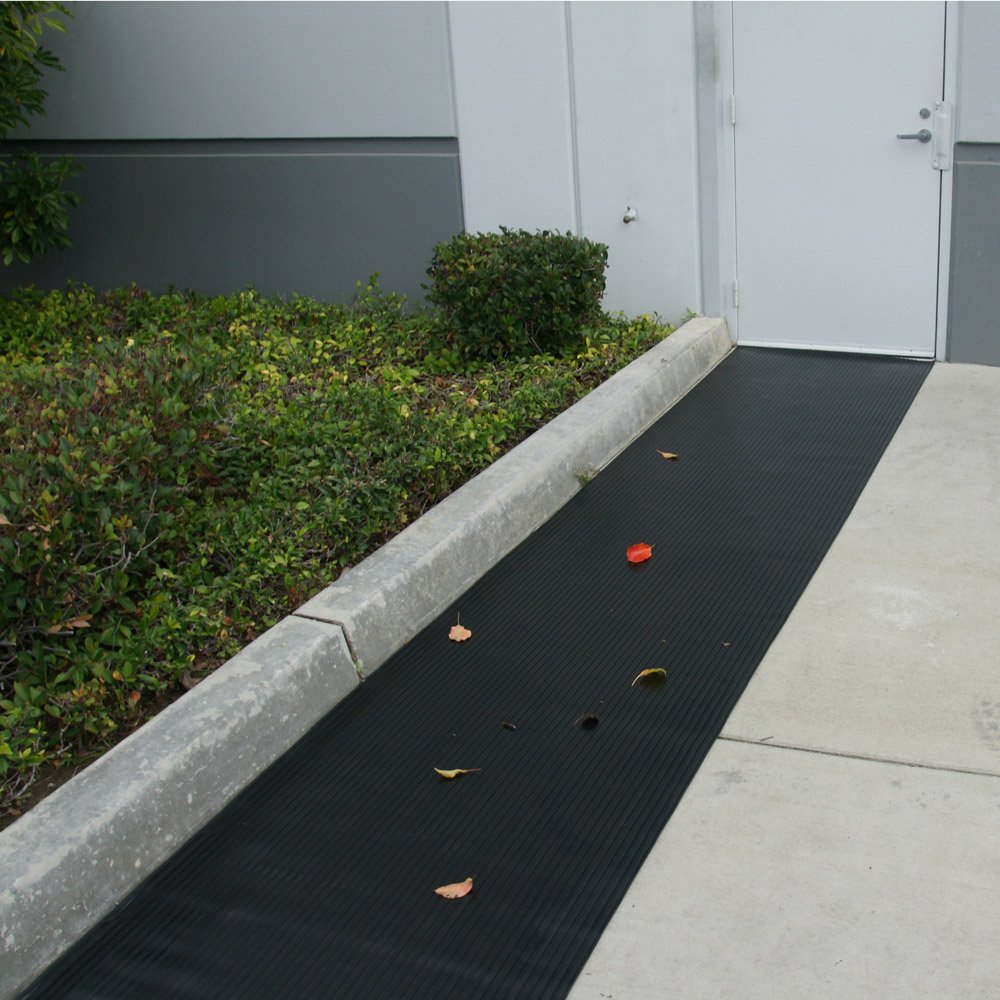 1/8 Thick x 4ft x 15ft Black Runner Mats Wide Rib Rubber Flooring Mat