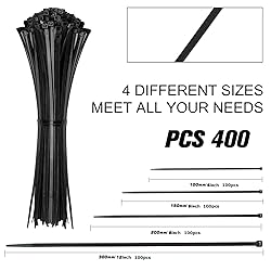Cable Zip Ties,400 Pack Black Assorted Sizes