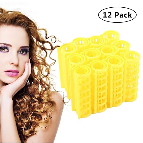 12pcs Plastic Hair Rollers Hamkaw Hair Curlers Rollers No Heat