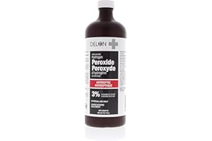 Delon+ Hydrogen Peroxide 3% USP Solution H2O2 Skin Disinfectant - Made in Canada 1 Bottle, tranparent (A-1381)