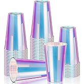 Jingmore 50 Pcs Bright Surface Iridescent Plastic Cups 16oz Disposable Bachelorette Party Cups Drinking Party Decorations Birthday Supplies Camping Indoor Outdoor Events Beverage