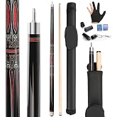 Kmise Pool Cue 58", Professional Maple Pool Cue Stick kit with Hard Case | 13mm Leather Tips | 6 Accessories | Low Deflection | Piano Paint Process |19 20 21oz (Selectable) Ready to Play for Adults