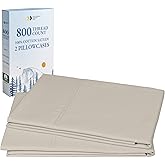 California Design Den Pillow Cases Standard Size Set of 2-800 Thread Count Sateen, Natural 100% Cotton Pillowcases, Fits Standard & Queen Pillows - Beige