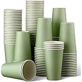 Funtery 100 Pcs Sage Green Cups 16 oz Sage Disposable Paper Cups for Baby Shower Bridal Shower Wedding Party Green Paper Cup for Easter Party Supplies Coffee Tea Hot Cold Beverage