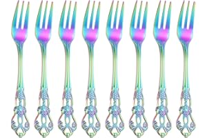 uxcell 8 Pcs Salad Forks, 5.1 Inches Stainless Steel Dessert Forks, Mirror Polished, Dishwasher Safe, Tiny Forks for Small De